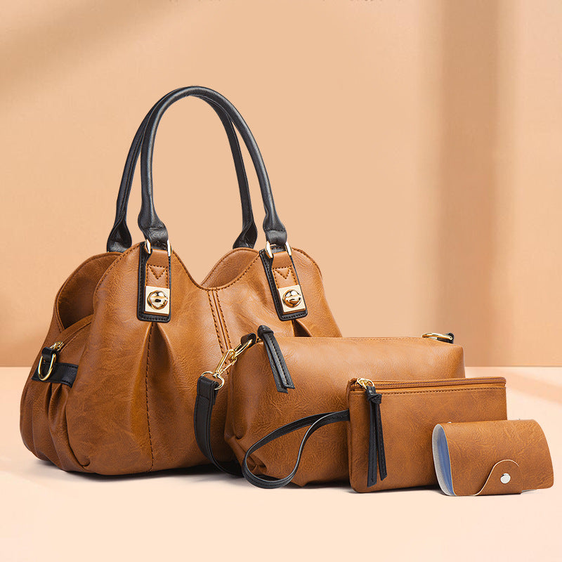 Wholesale PU Retro Mother and Child Bag Three Piece Set Handbag Single Shoulder Bag Diagonal Straddle Bag